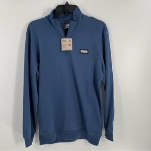 NWT Puma Men’s Slate Blue Quarter Zip Long Sleeve Shirt Casual Athletic Workout